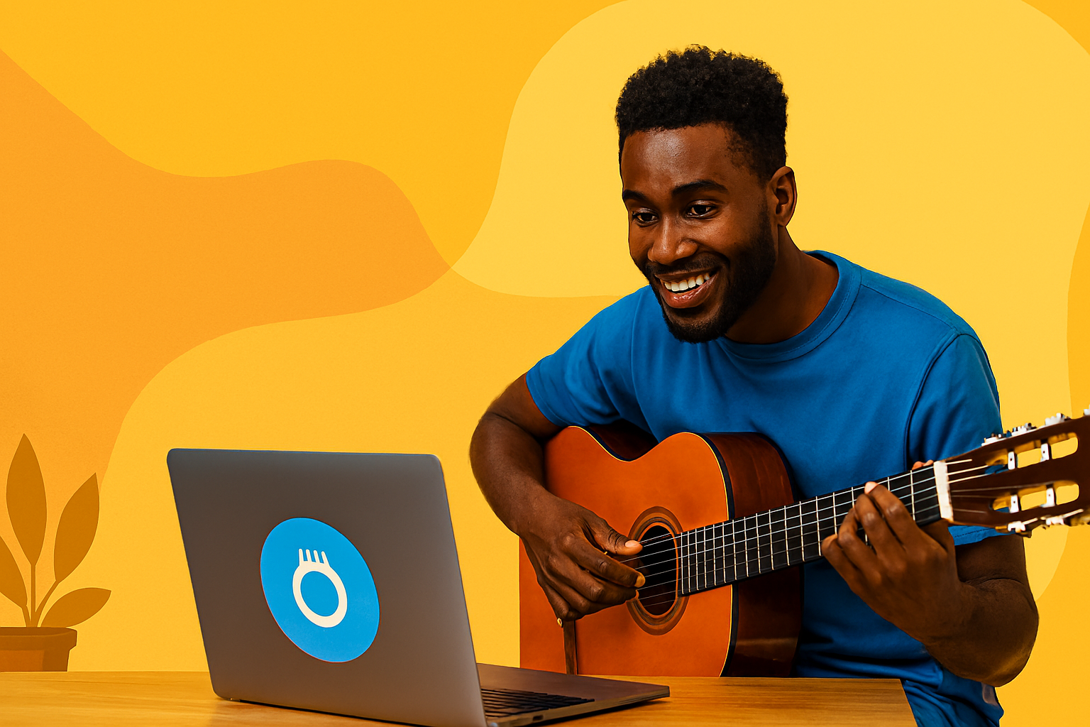 Músico usando o Chorda para extrair acordes